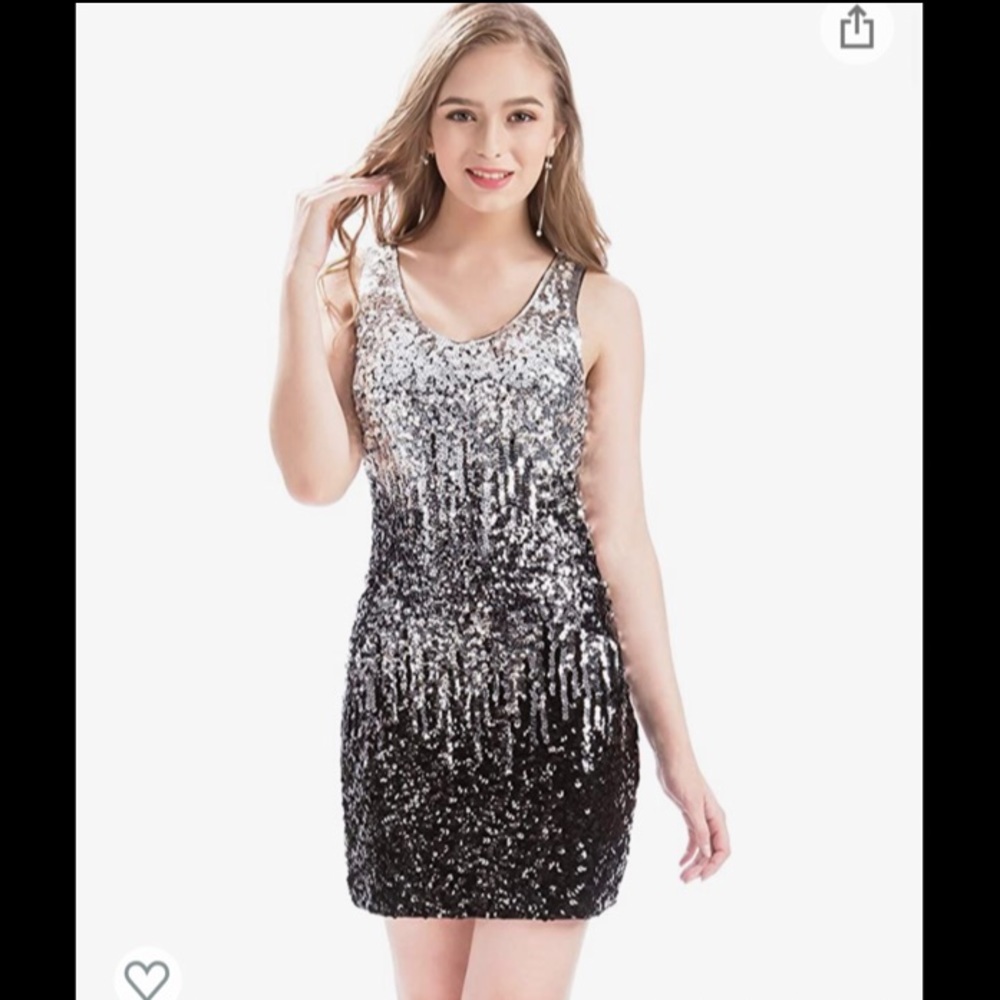 Gradient Sequin Dress Sparkle Glitter Tank Dresses - US - 2XL